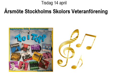 Välkomna på föreningens årsmöte 14 april 2026 kl.13:00 på Utsikten Rehnsgatan 20 plan 6.
Vi inleder med ett formellt årsmöte. Sedan blir det kaffe med något gott till. Mötet avslutas med Carl Magnus Palm som berättar om Tio i topp. 14 april.
