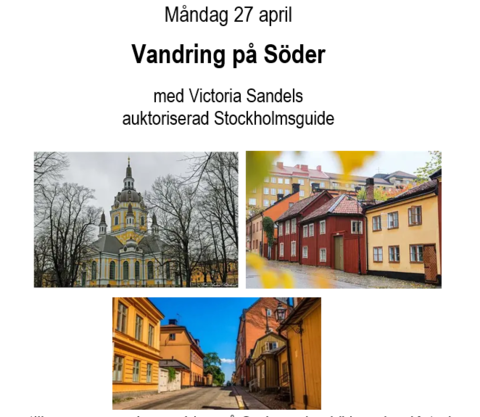 Välkomna till en spännande vandring på Södermalm. Vi besöker Katarina kyrka och kyrkogård där vi får se kända och okända gravar, ta del av kyrkans långa och brokiga historia samt höra om människorna som levt och verkat här. Efter besöket vandrar vi vidare genom de gamla kvarteren och avslutar på Fjällgatan.