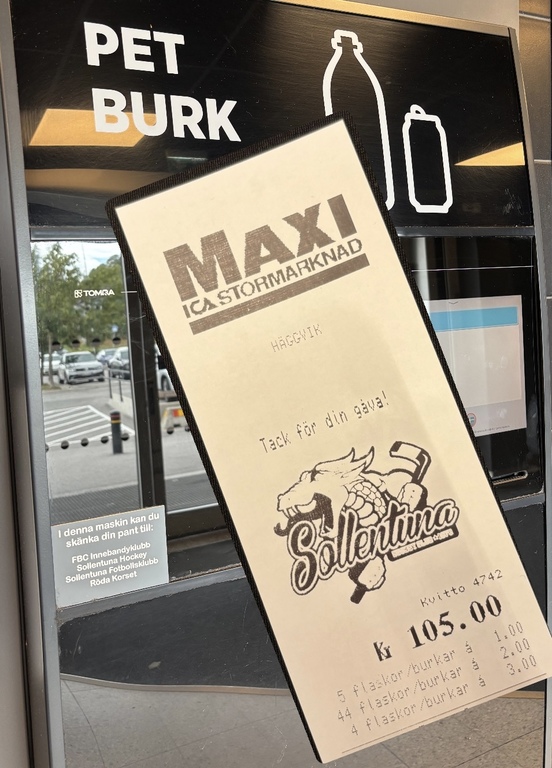Stort tack till ICA Maxi Häggvik som gör det enkelt att stötta föreningen genom att skänka sin pant!
